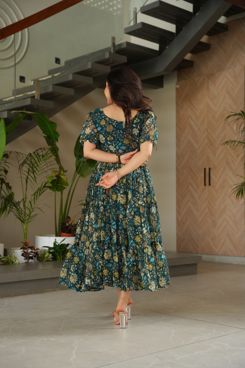 SUMMER SPECIAL ONE PIECE PRINTED GOWN WITH 12 MTR HUGE FLAIR