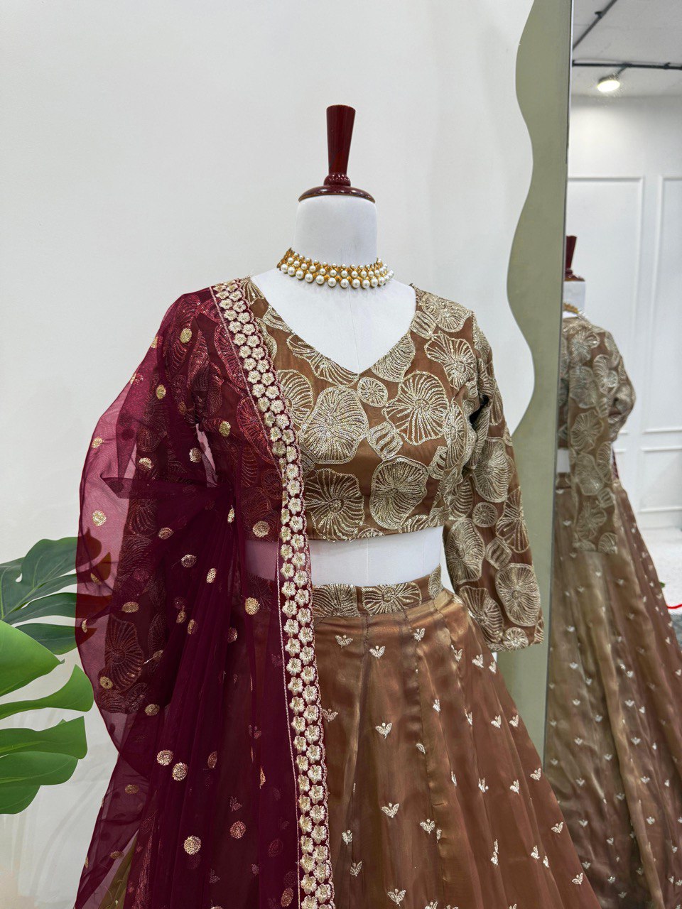Jimmy Chhu Brown Color Bridal Lehenga Choli