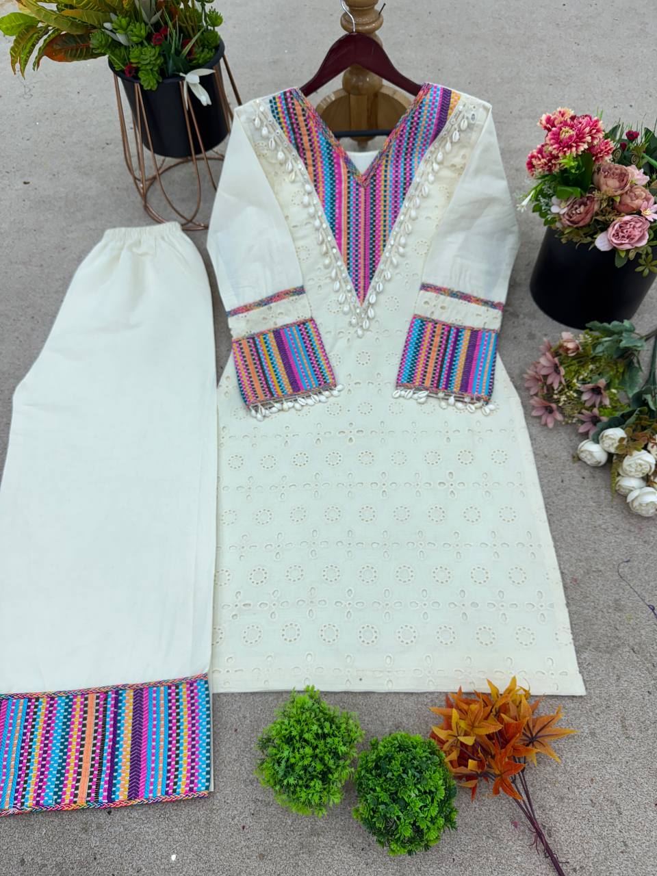 Pure Khadi Cottan With Thread Work Top