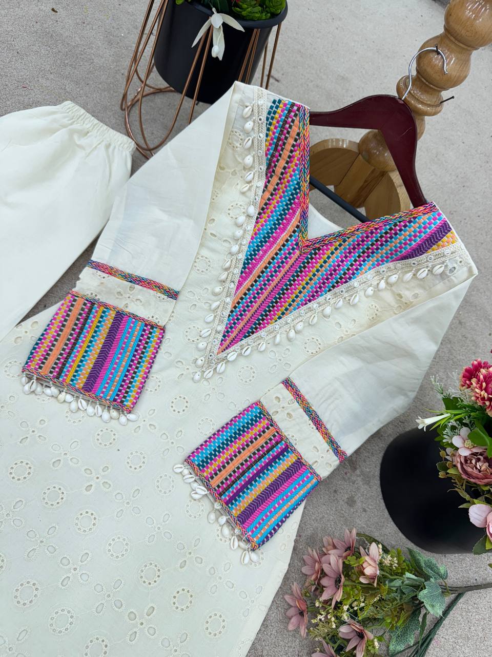 Pure Khadi Cottan With Thread Work Top