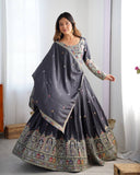 Natural Crep Silk With Thread And Sequence Work Lehenga Choli