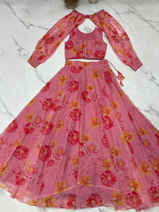 Pure Soft Tabby Organza Silk With Canvas Patta Attached Lehenga Choli