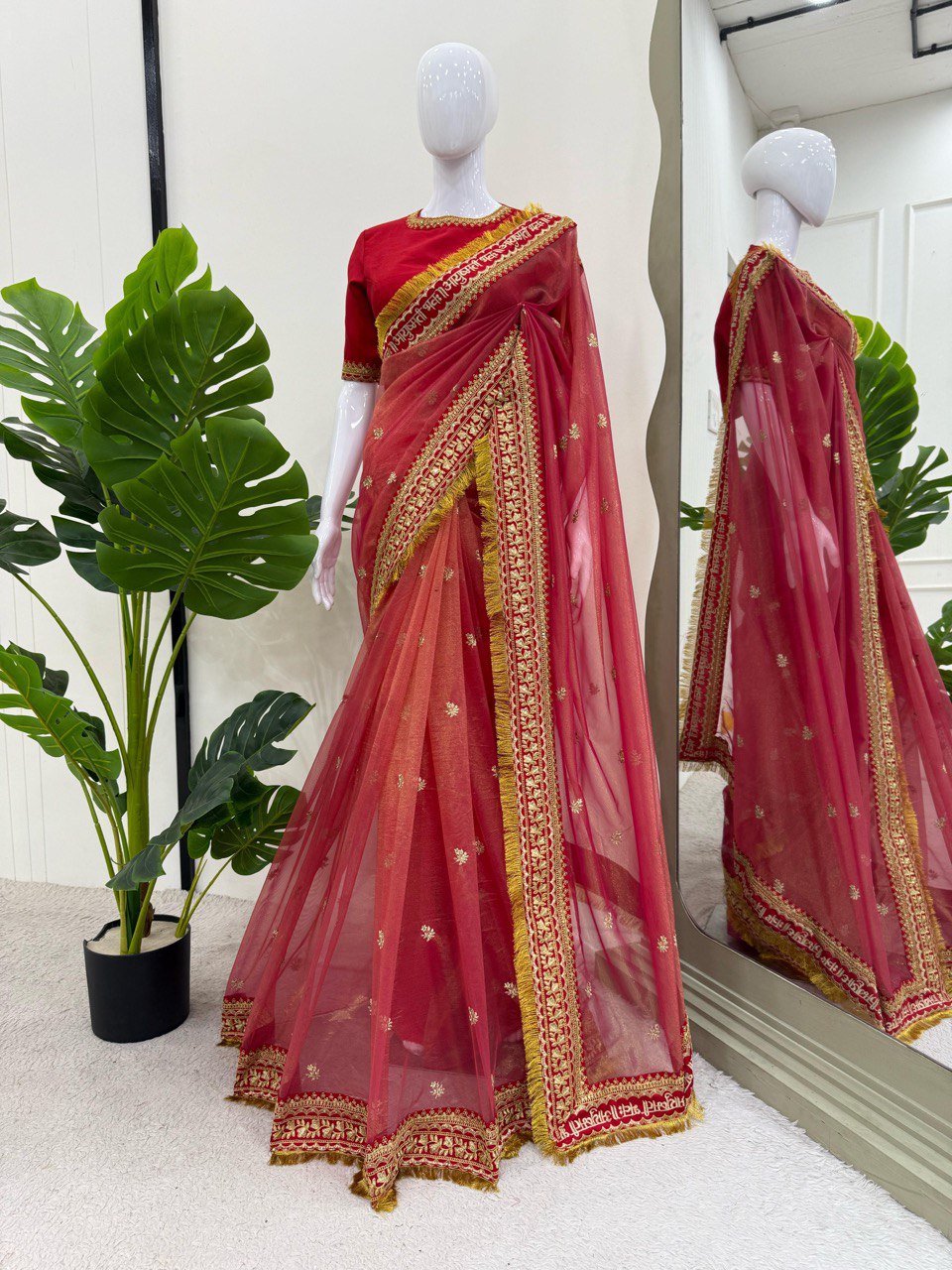 Designer Saree on Twil Net Febric with Coding & Thred with Sequnce work