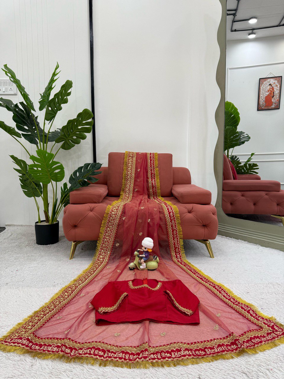 Designer Saree on Twil Net Febric with Coding & Thred with Sequnce work
