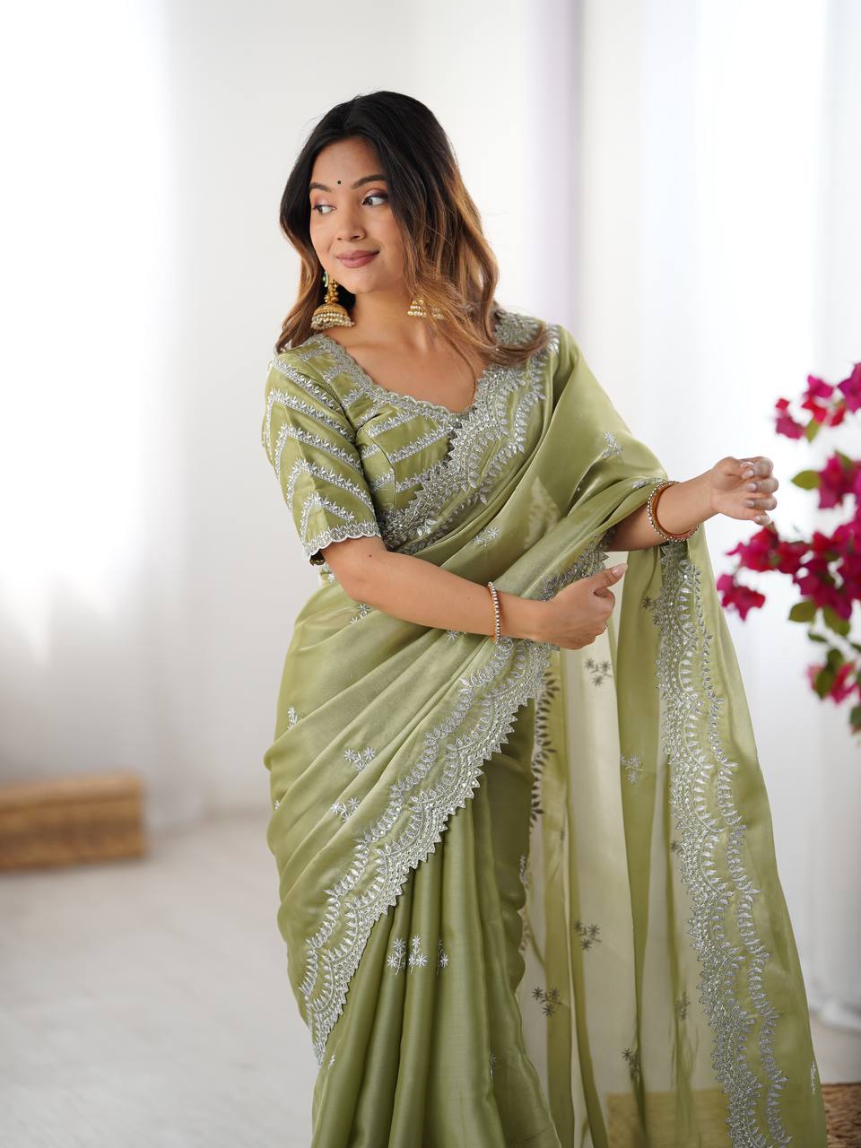 Jimmy Chu Thred With Sequence Work Saree