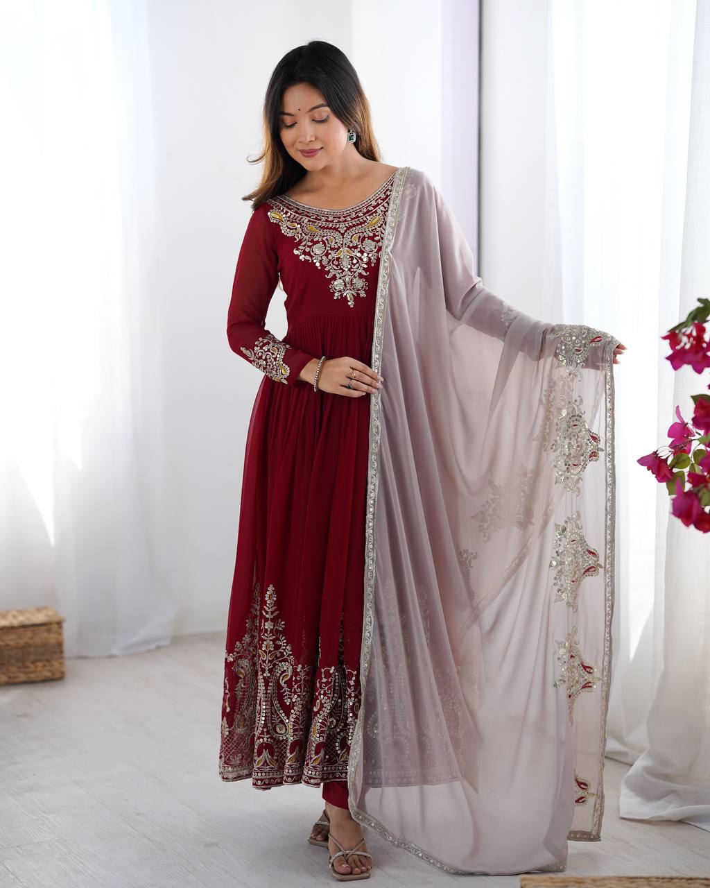 Wedding Special Heavy Multi Sequence Work Top Suit