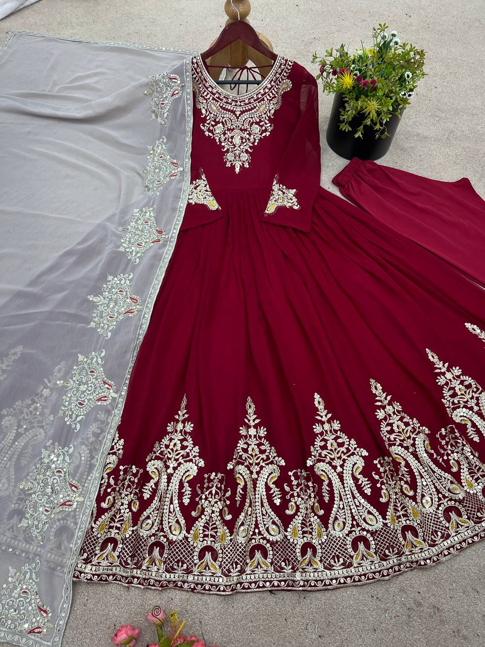 Wedding Special Heavy Multi Sequence Work Top Suit