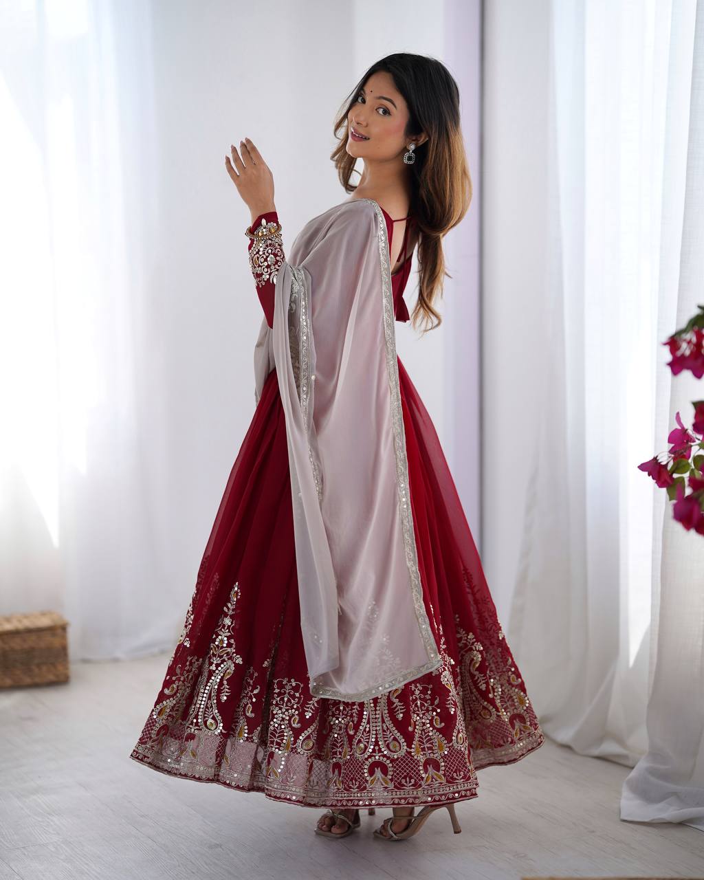 Wedding Special Heavy Multi Sequence Work Top Suit