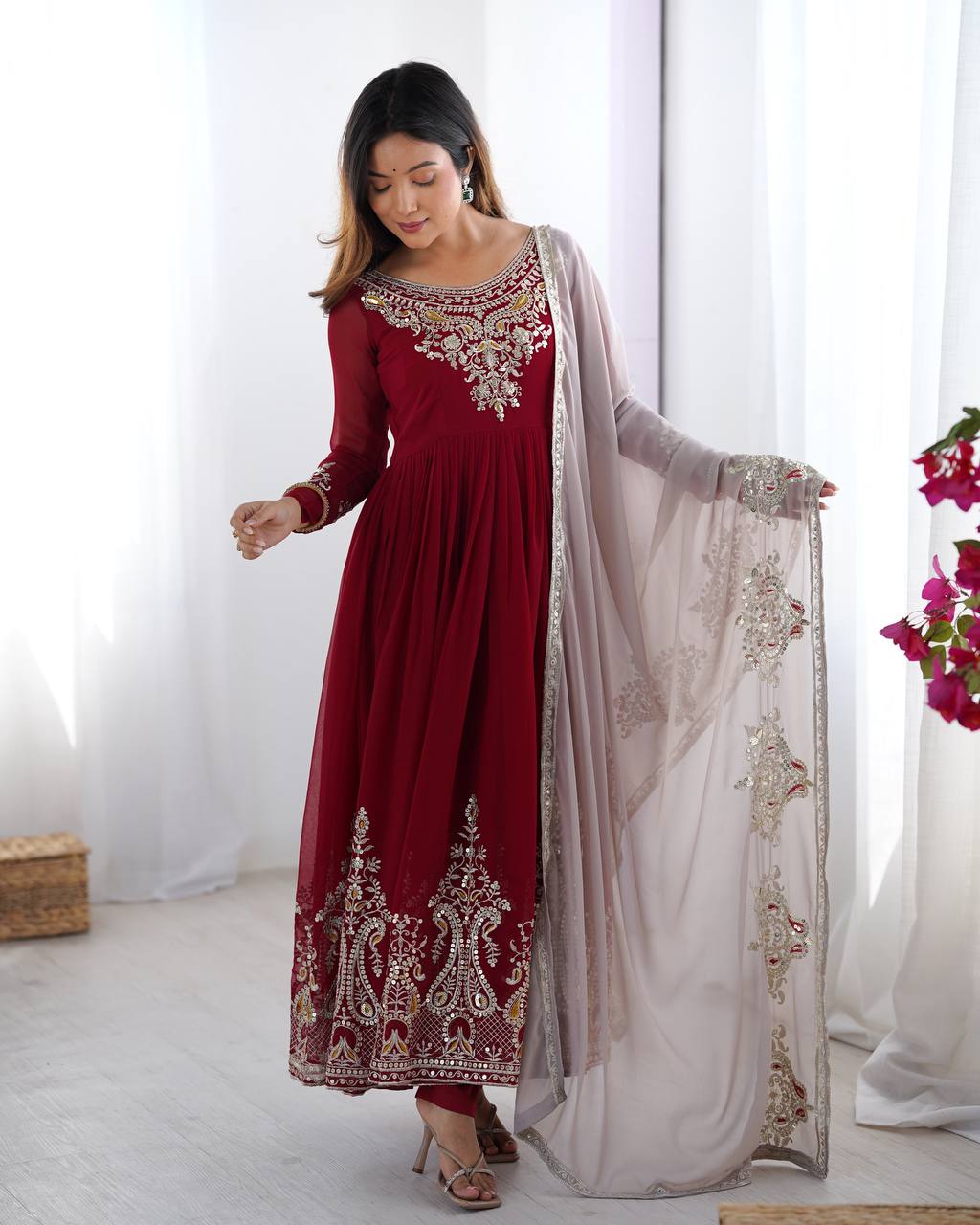 Wedding Special Heavy Multi Sequence Work Top Suit