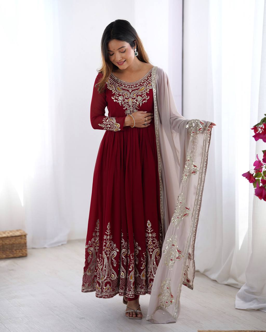 Wedding Special Heavy Multi Sequence Work Top Suit