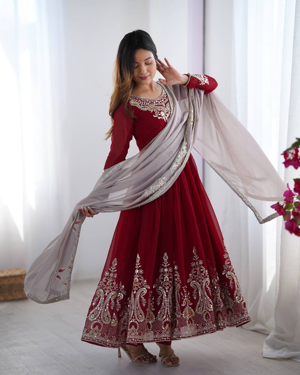 Wedding Special Heavy Multi Sequence Work Top Suit