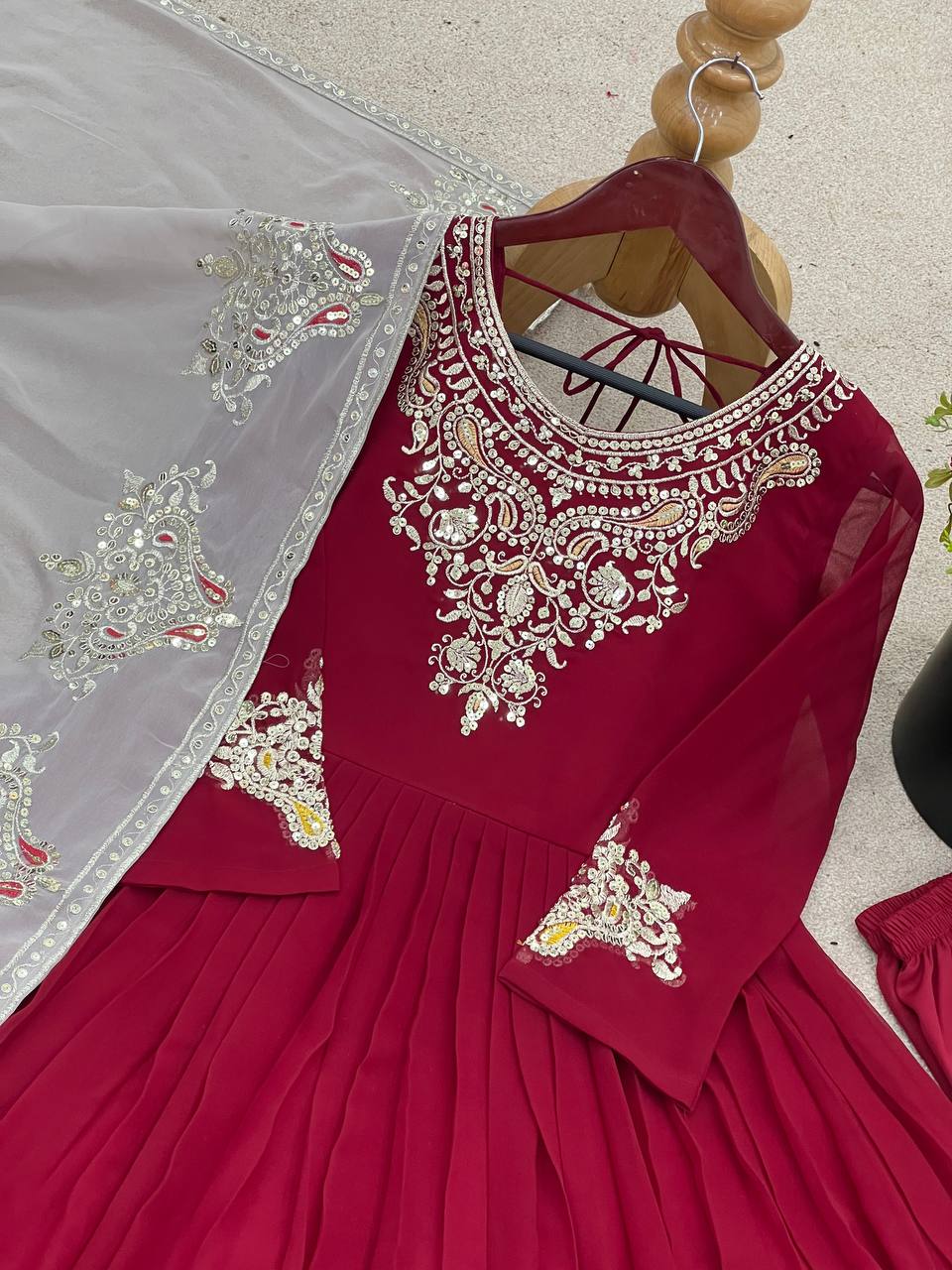 Wedding Special Heavy Multi Sequence Work Top Suit