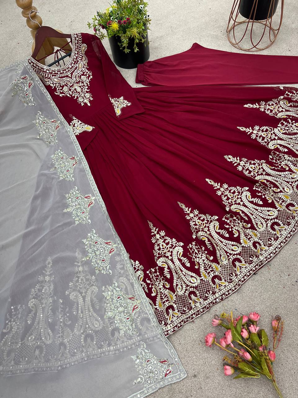 Wedding Special Heavy Multi Sequence Work Top Suit