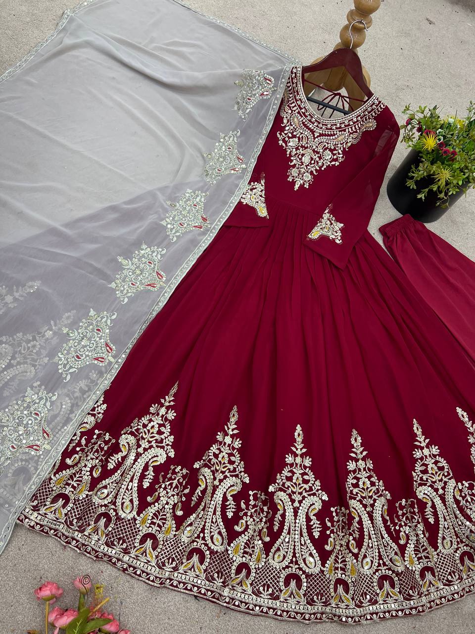 Wedding Special Heavy Multi Sequence Work Top Suit