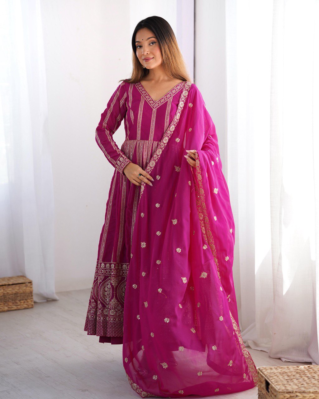 SUMMER WEDDING SPECIAL SEQUENCE WORK TRADITIONAL GOWN WITH DUPATTA