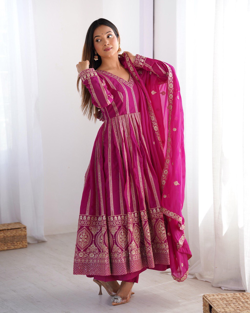 SUMMER WEDDING SPECIAL SEQUENCE WORK TRADITIONAL GOWN WITH DUPATTA