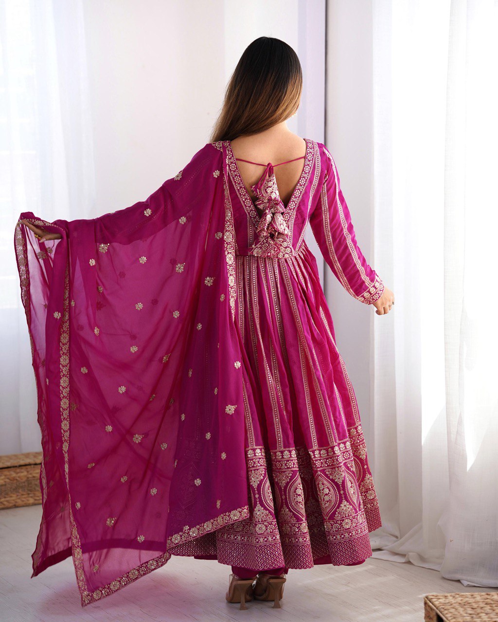 SUMMER WEDDING SPECIAL SEQUENCE WORK TRADITIONAL GOWN WITH DUPATTA