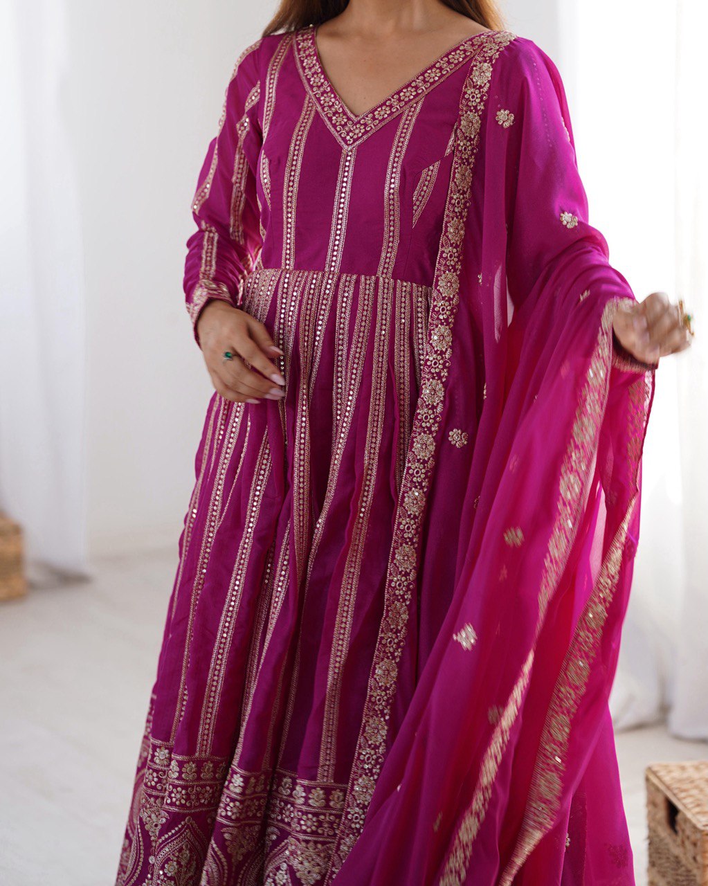 SUMMER WEDDING SPECIAL SEQUENCE WORK TRADITIONAL GOWN WITH DUPATTA