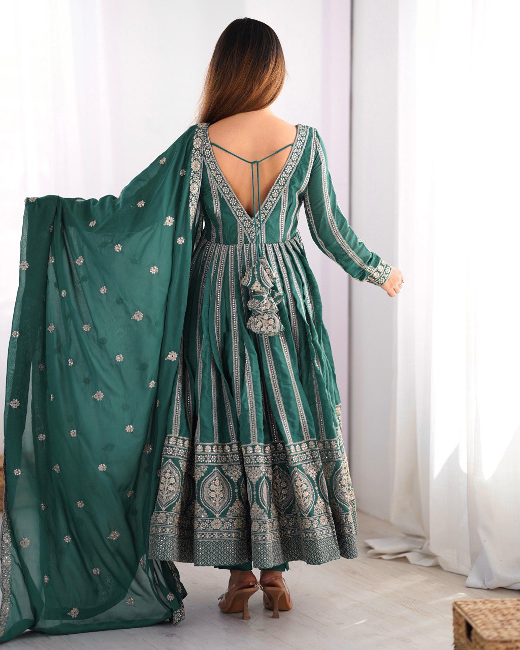SUMMER WEDDING SPECIAL SEQUENCE WORK TRADITIONAL GOWN WITH DUPATTA