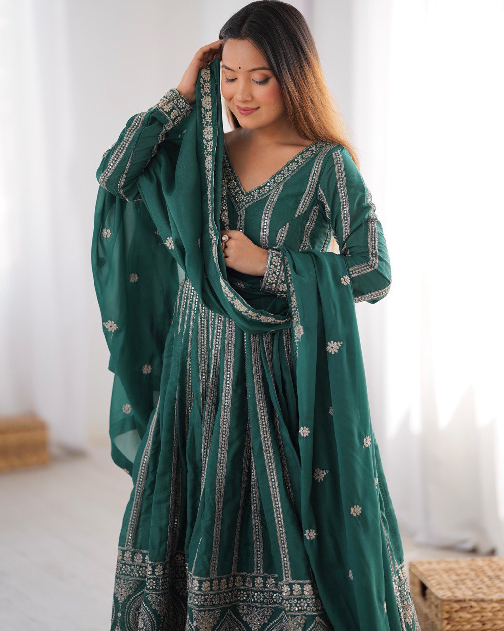 SUMMER WEDDING SPECIAL SEQUENCE WORK TRADITIONAL GOWN WITH DUPATTA