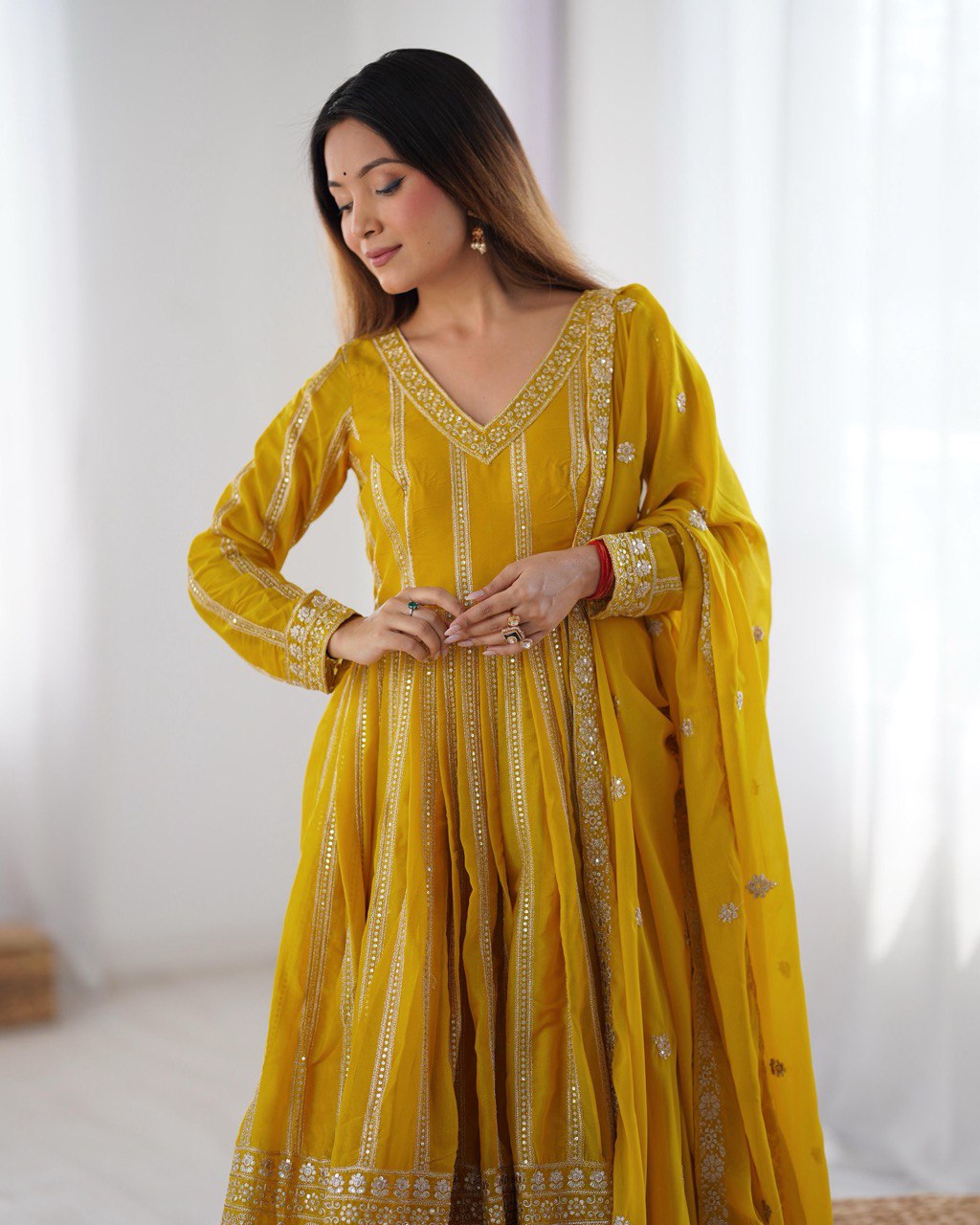 SUMMER WEDDING SPECIAL SEQUENCE WORK TRADITIONAL GOWN WITH DUPATTA