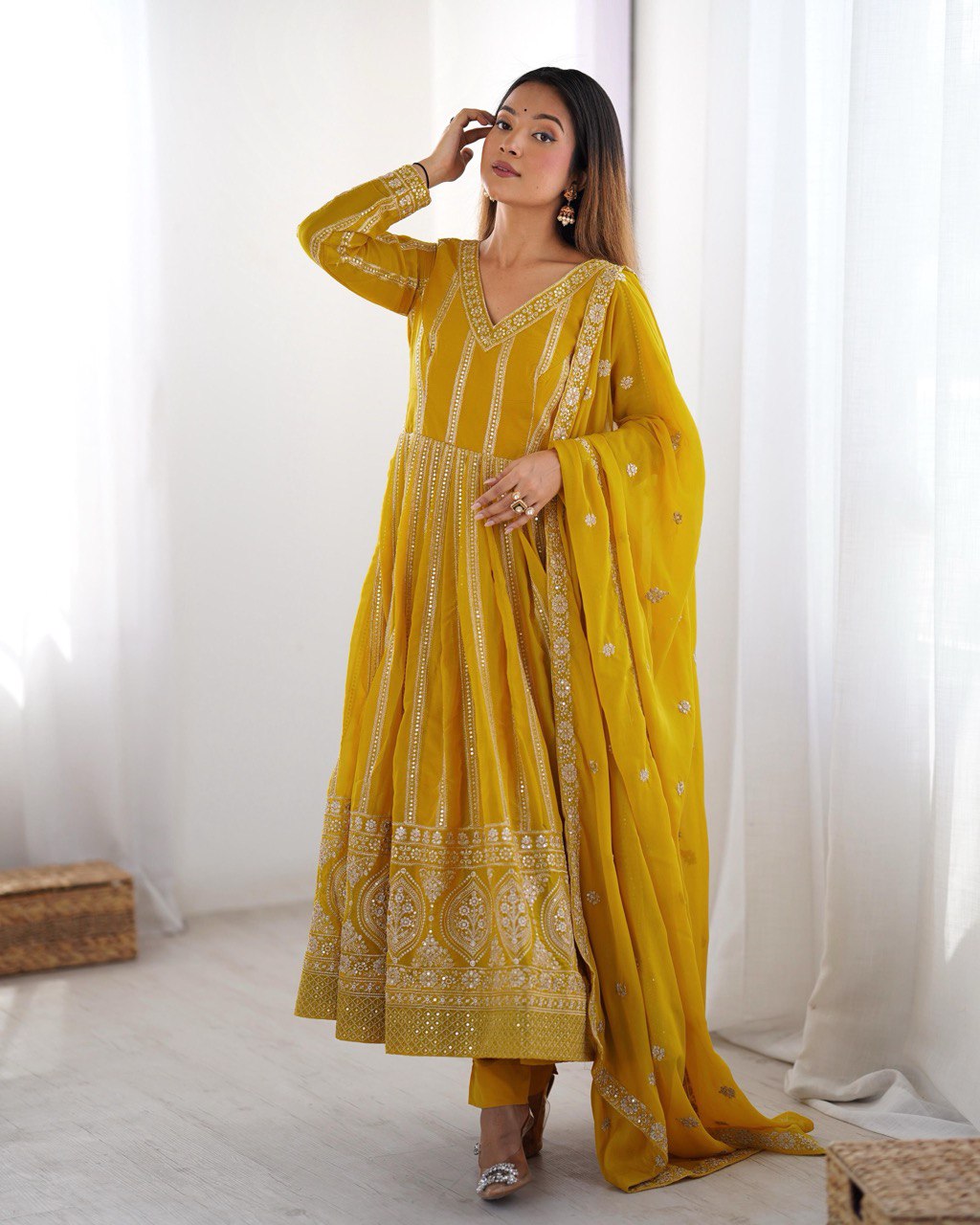 SUMMER WEDDING SPECIAL SEQUENCE WORK TRADITIONAL GOWN WITH DUPATTA