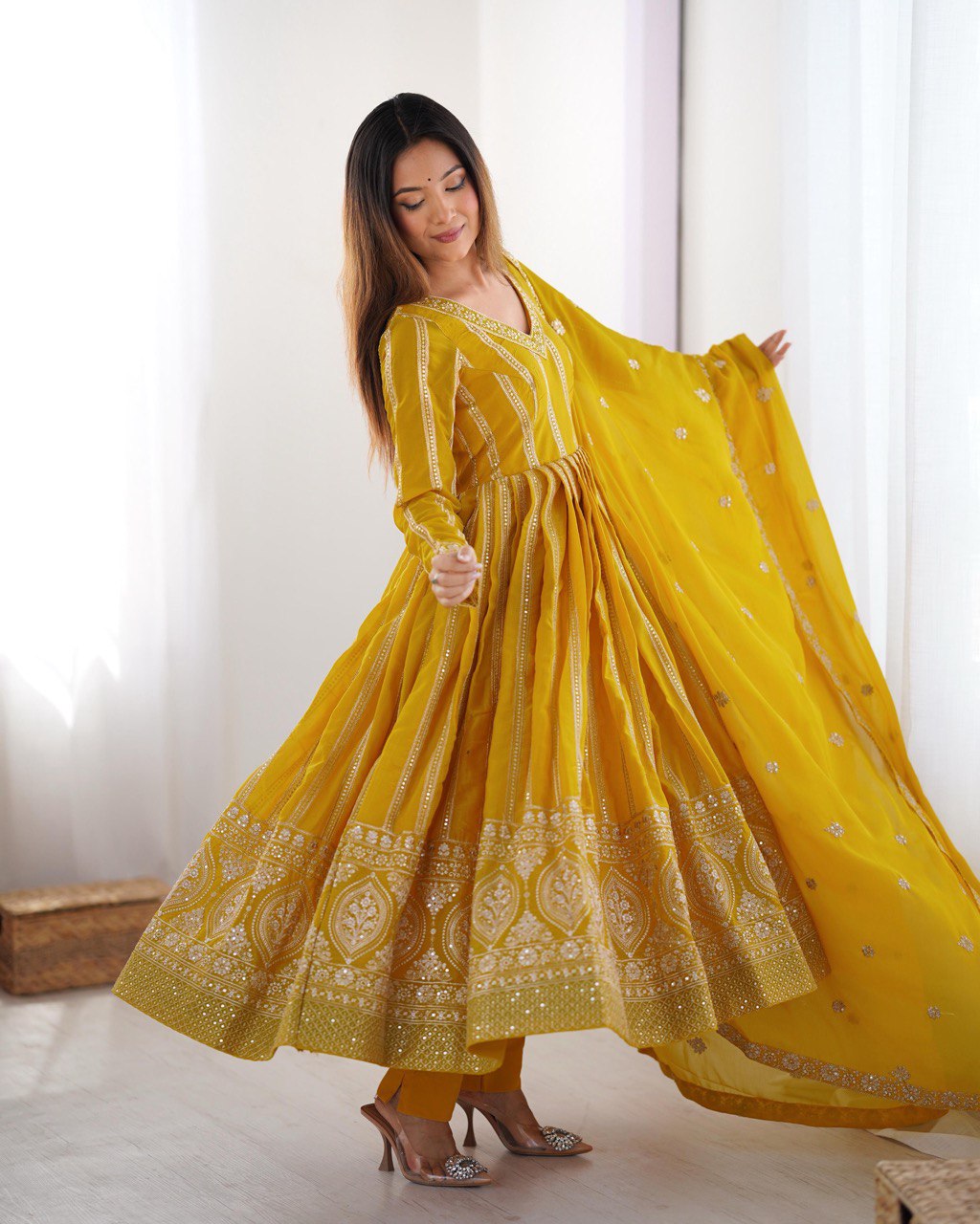 SUMMER WEDDING SPECIAL SEQUENCE WORK TRADITIONAL GOWN WITH DUPATTA