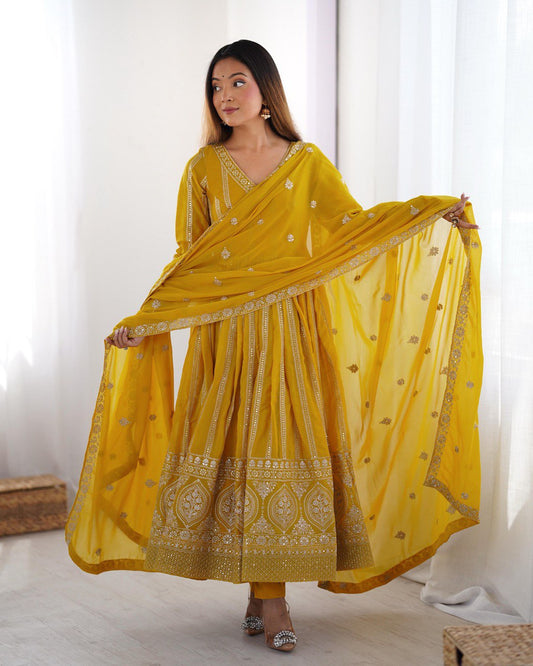 SUMMER WEDDING SPECIAL SEQUENCE WORK TRADITIONAL GOWN WITH DUPATTA