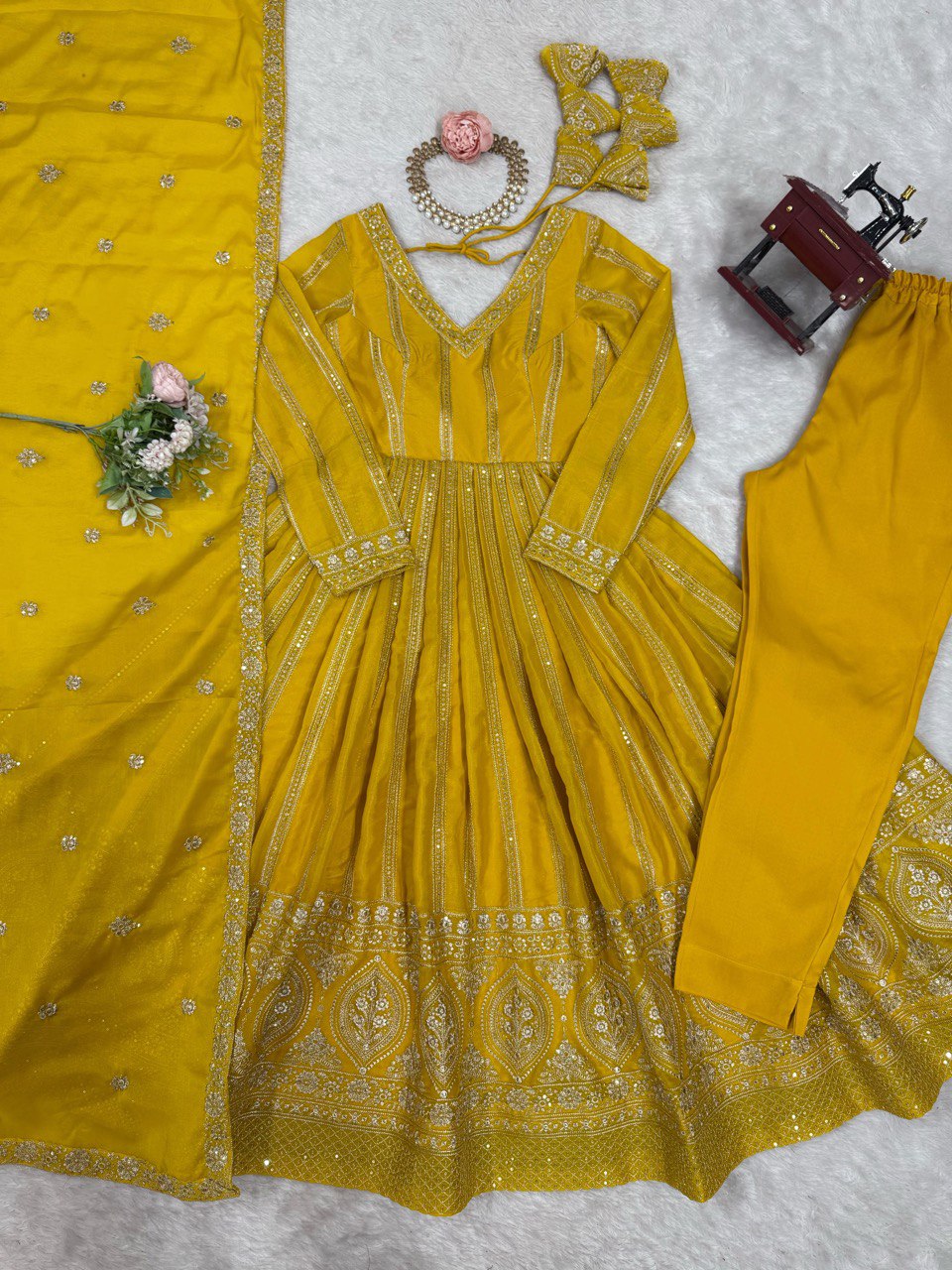 SUMMER WEDDING SPECIAL SEQUENCE WORK TRADITIONAL GOWN WITH DUPATTA