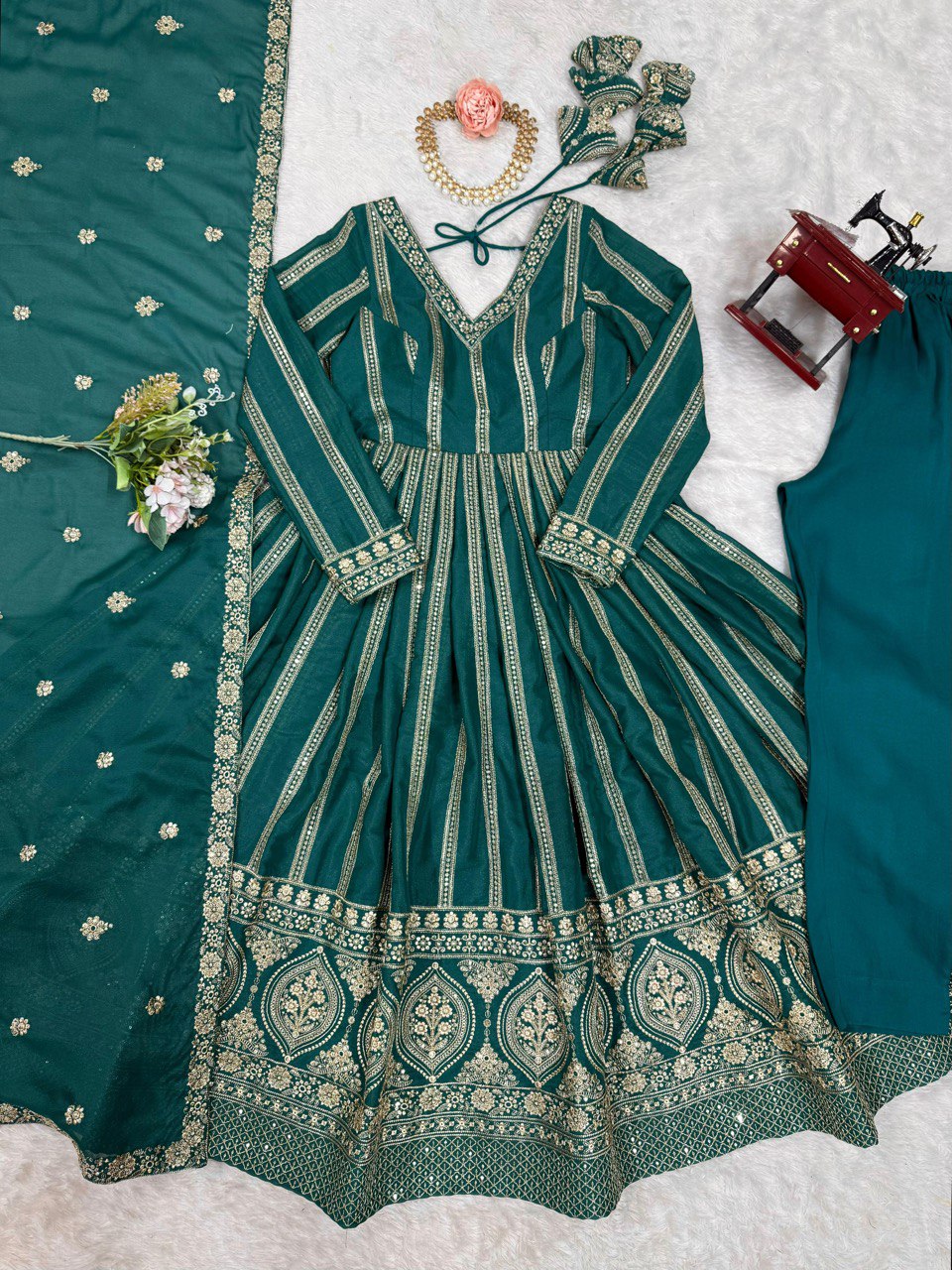 SUMMER WEDDING SPECIAL SEQUENCE WORK TRADITIONAL GOWN WITH DUPATTA