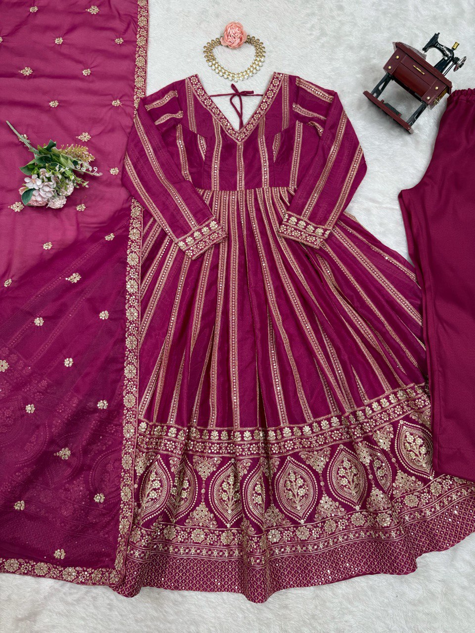 SUMMER WEDDING SPECIAL SEQUENCE WORK TRADITIONAL GOWN WITH DUPATTA