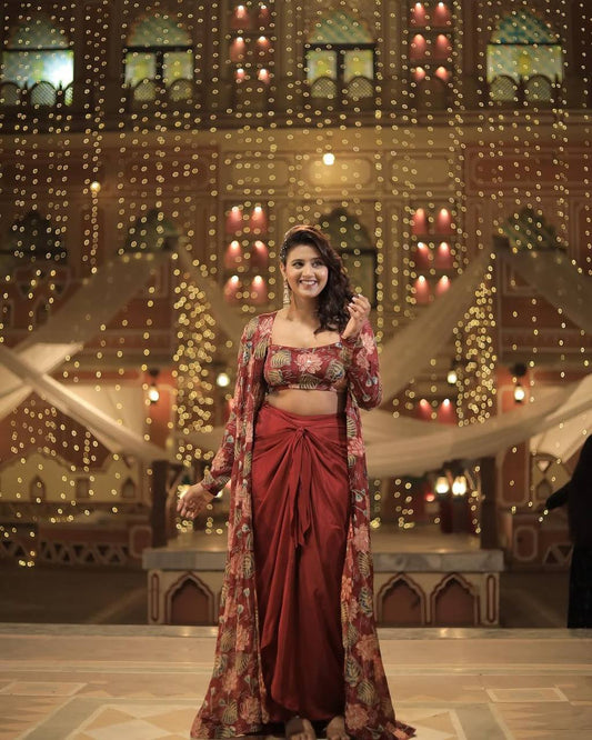 Free Size With Crape Silk And Fuillstitched Bottom Shrug Choli