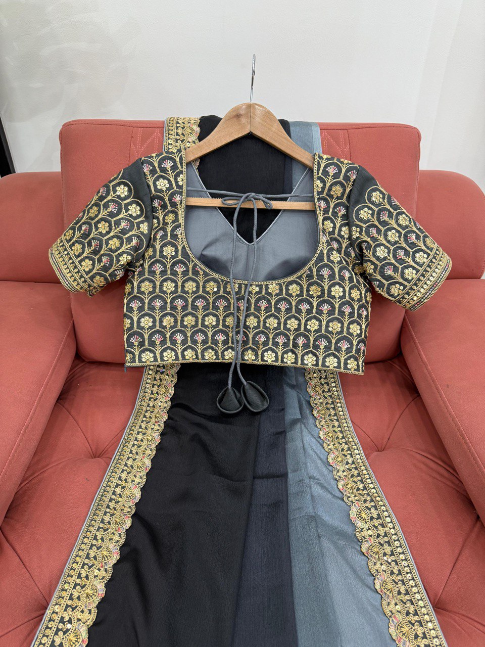 CHINON SILK WITH THREAD & SEQUENCE WORK SAREE