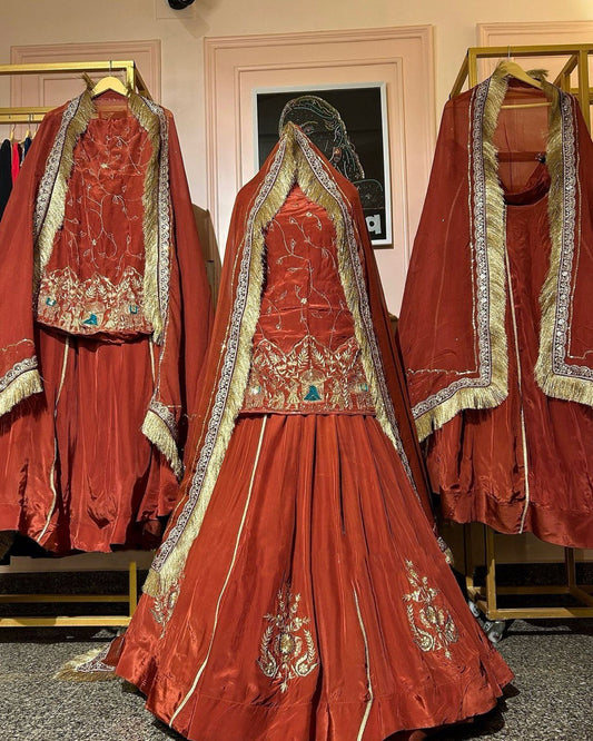 New Natural Crep Silk Thred With SequenceWork Top Lehenga