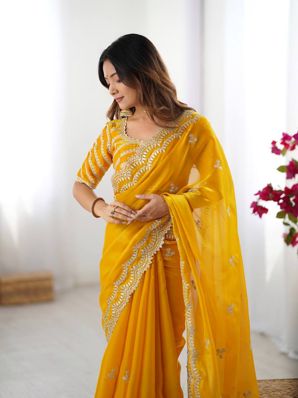 Jimmy Chu Thred With Sequence Work Saree