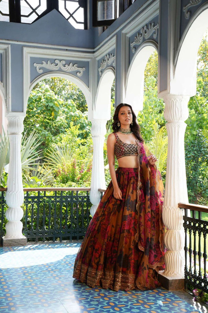 MULTI-COLOR SEQUIN THREAD WORK LEHENGA CHOLI AND DUPATTA