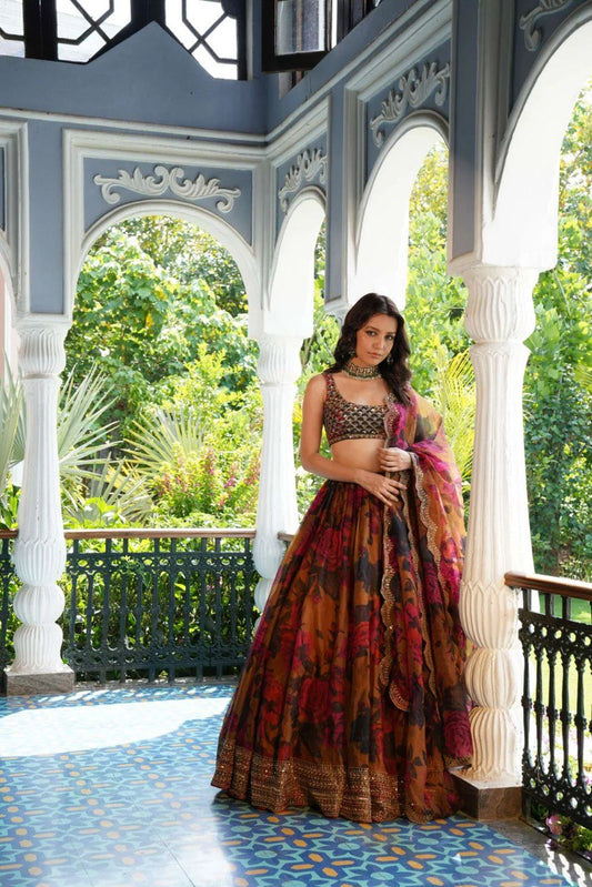 MULTI-COLOR SEQUIN THREAD WORK LEHENGA CHOLI AND DUPATTA