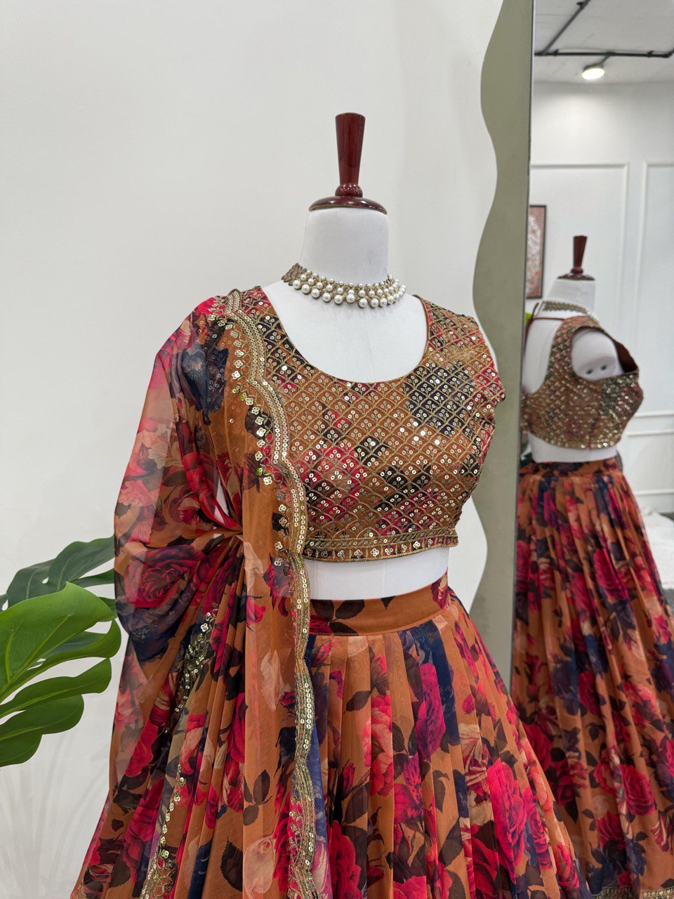 MULTI-COLOR SEQUIN THREAD WORK LEHENGA CHOLI AND DUPATTA