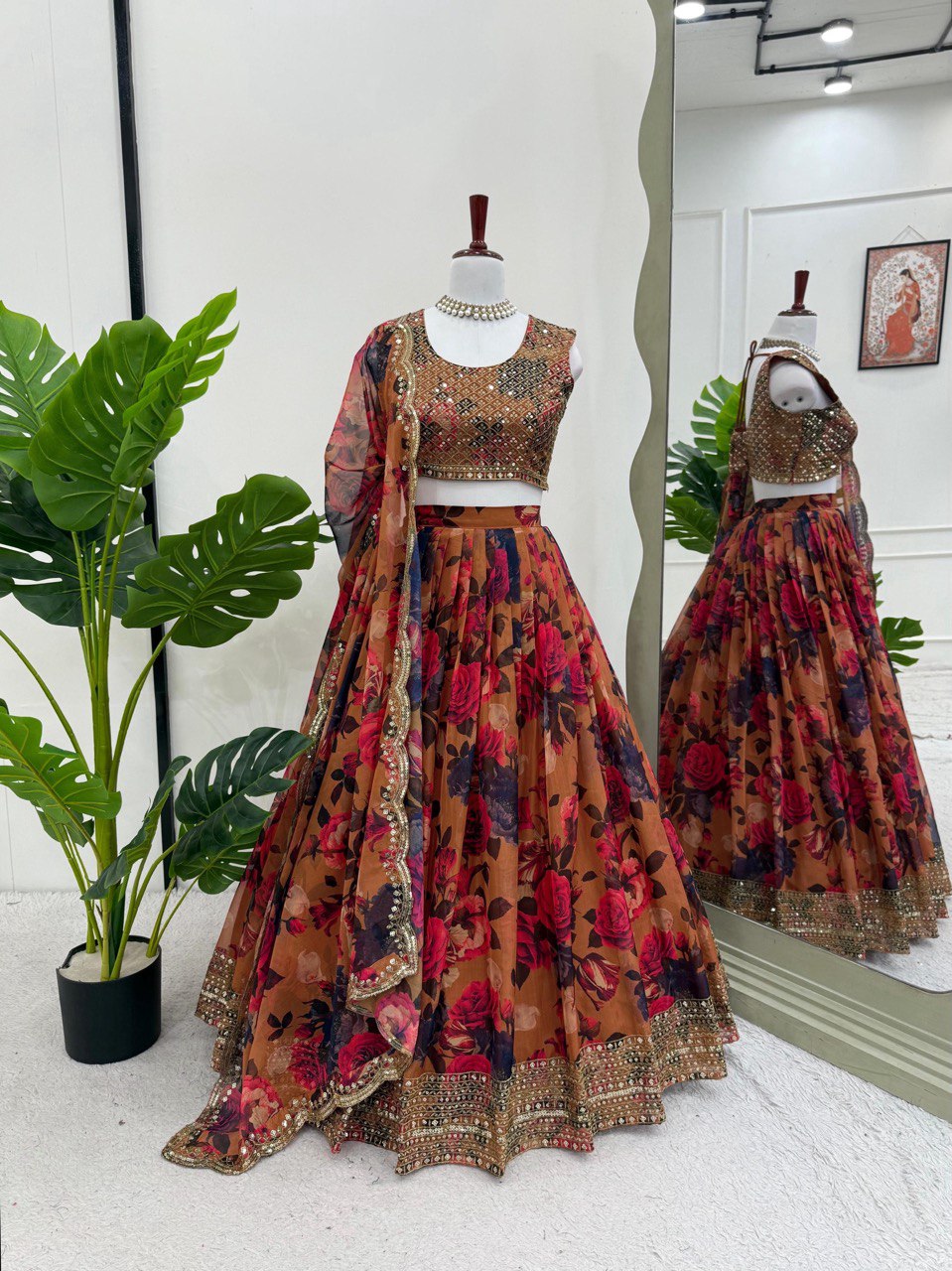 MULTI-COLOR SEQUIN THREAD WORK LEHENGA CHOLI AND DUPATTA