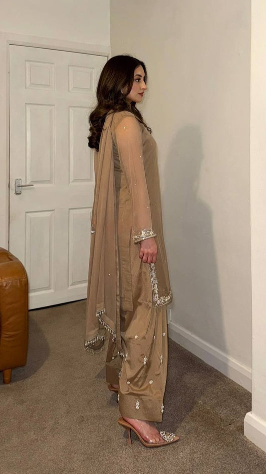 Gray Color Embroidery Work Georgette Top