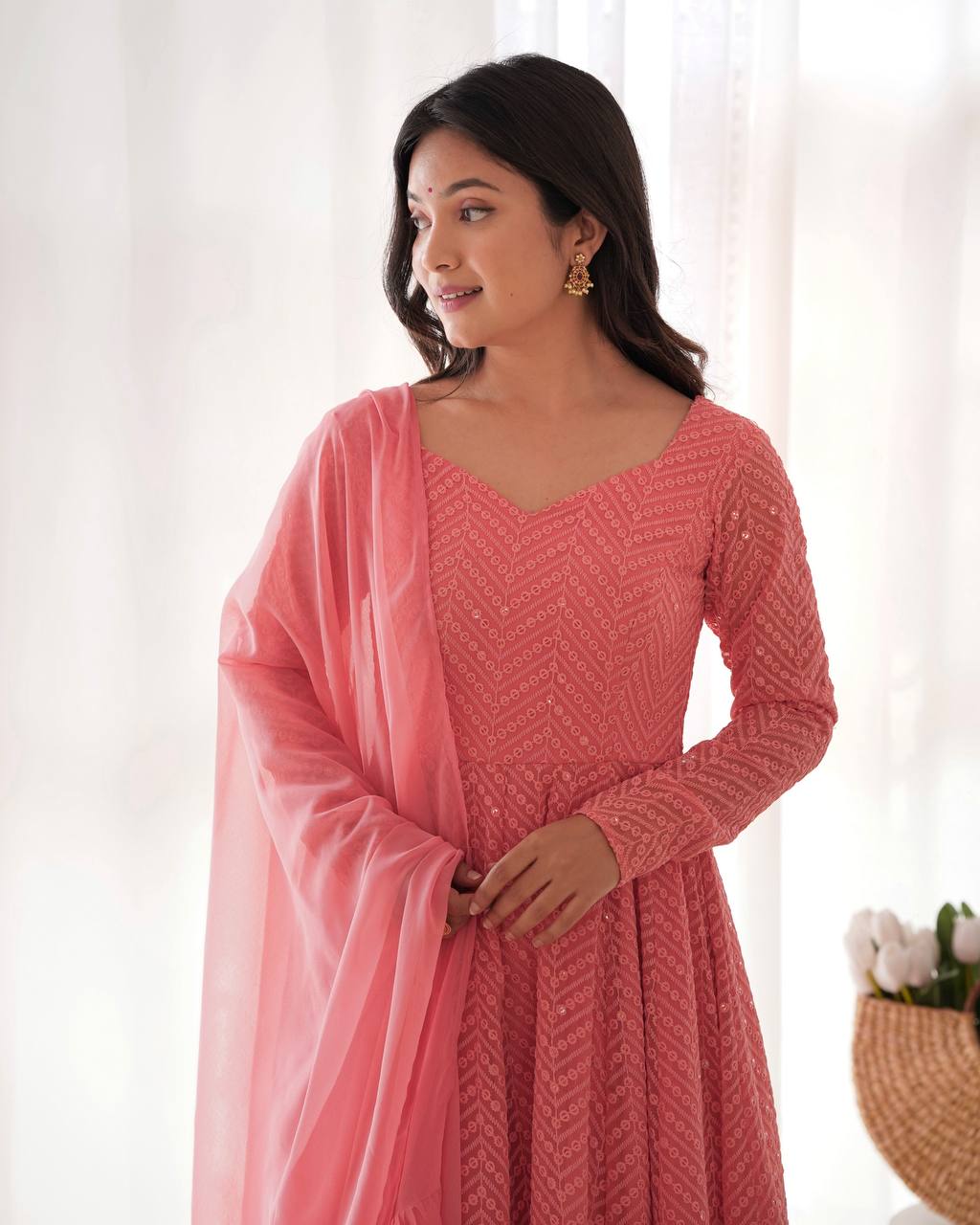Heavy Pure Soft fox Georgette Lukhanowi Sequence Work Anarkali