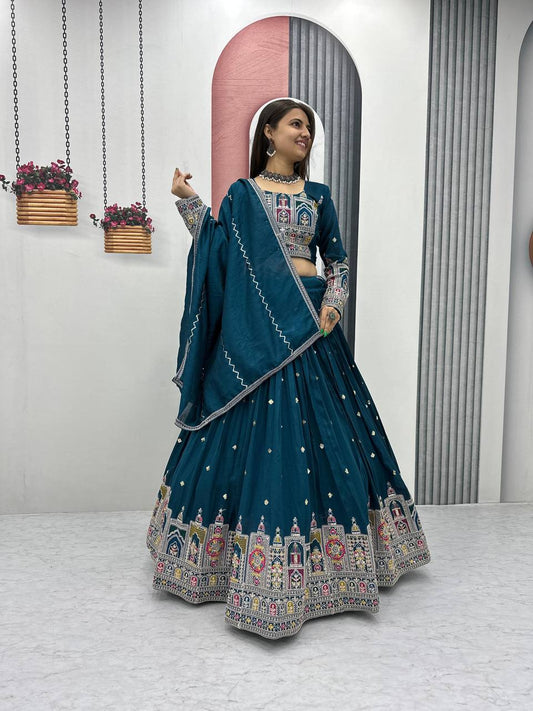 Navratri Special Pure Vichitra Coding Sequence Work Lehenga Choli
