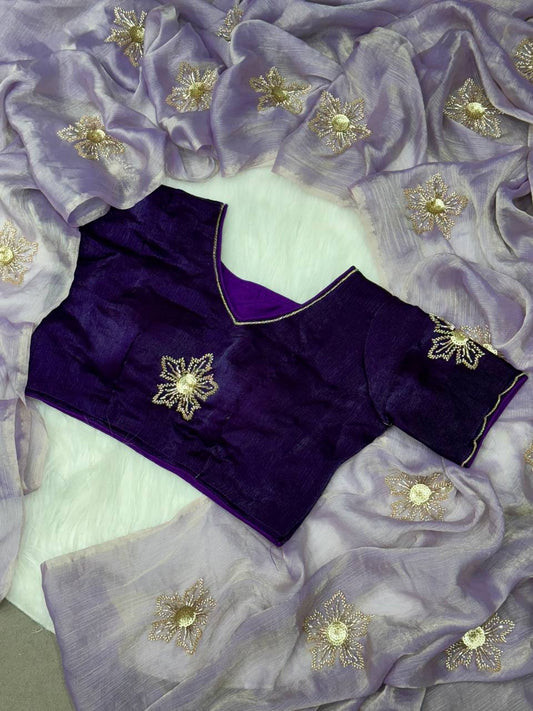 SPACE SILK RICH HANDWORK CUT DANA WORK PARTY WEAR SAREE UNDER 1999/-