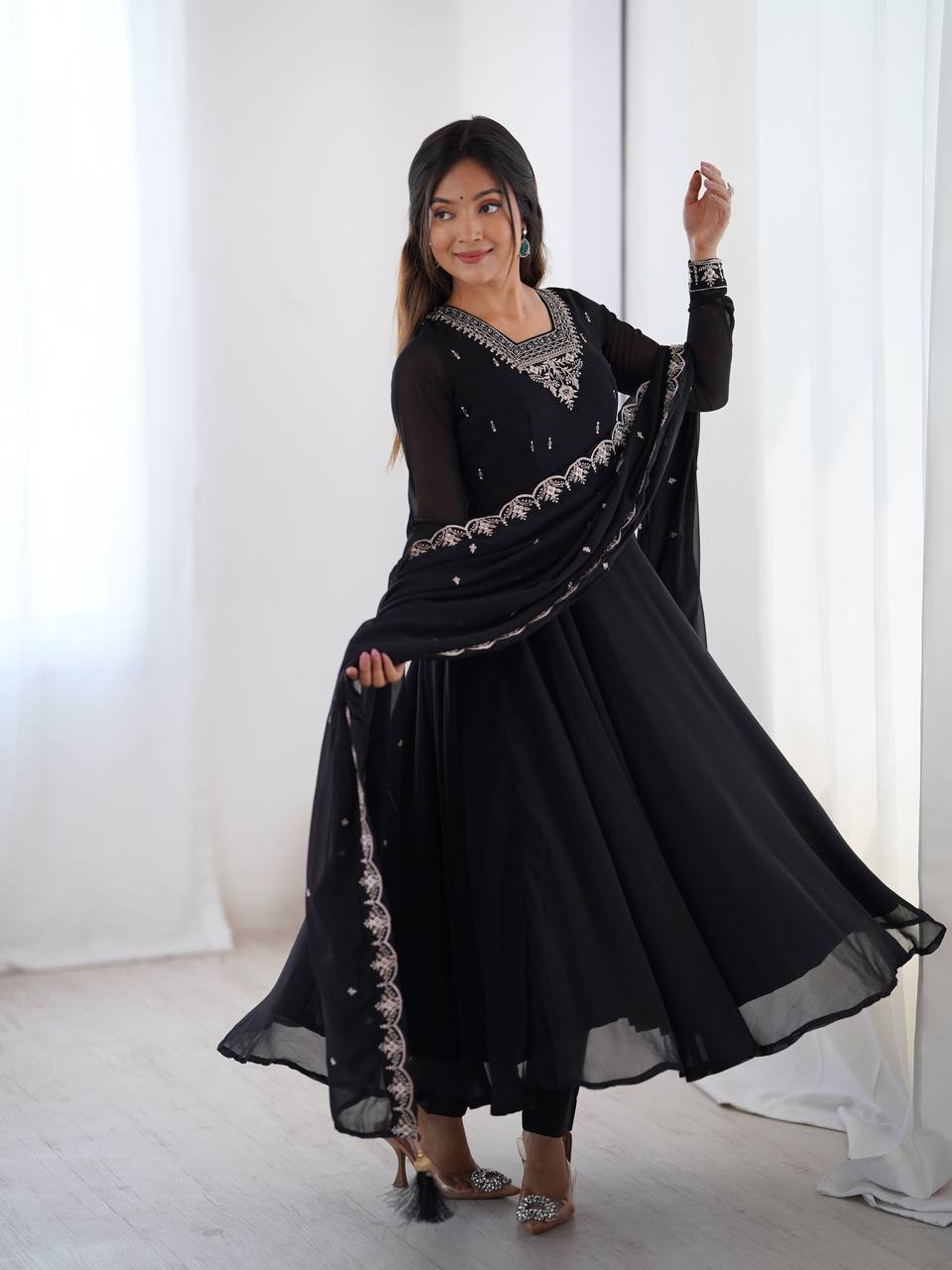 Heavy Pure Soft Georgette Fancy Embroidery Work Anarakali