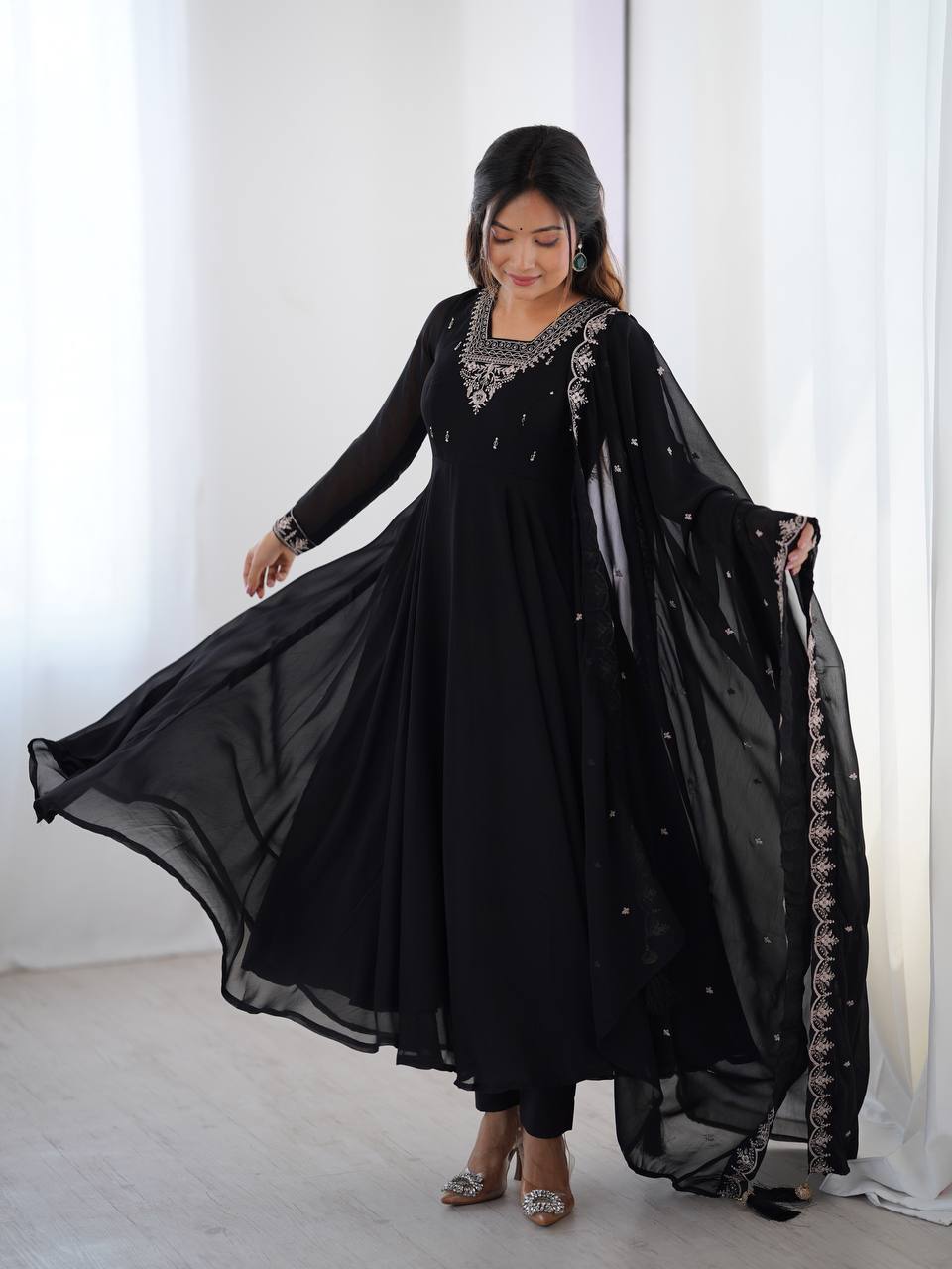 Heavy Pure Soft Georgette Fancy Embroidery Work Anarakali
