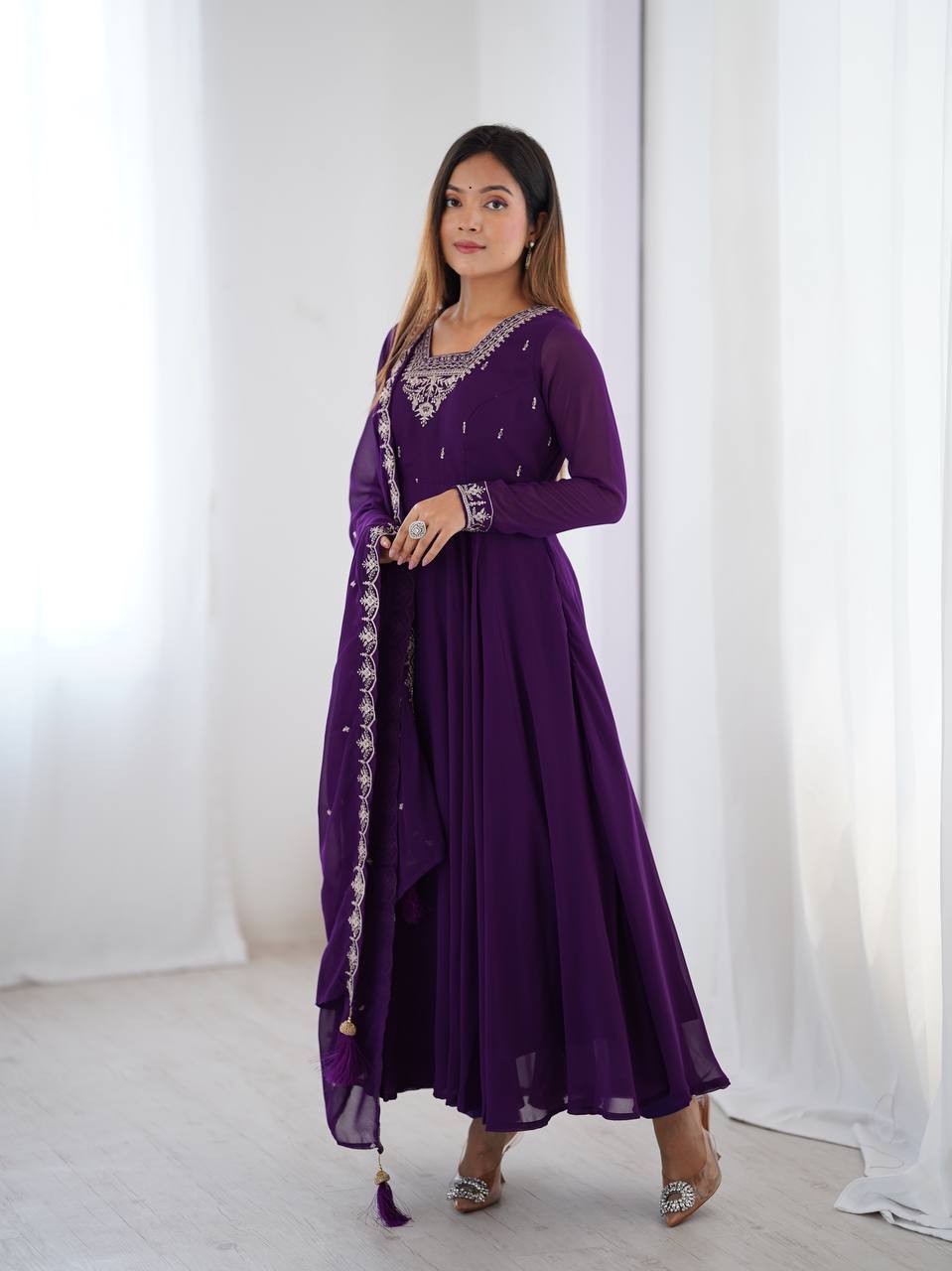 Heavy Pure Soft Georgette Fancy Embroidery Work Anarakali