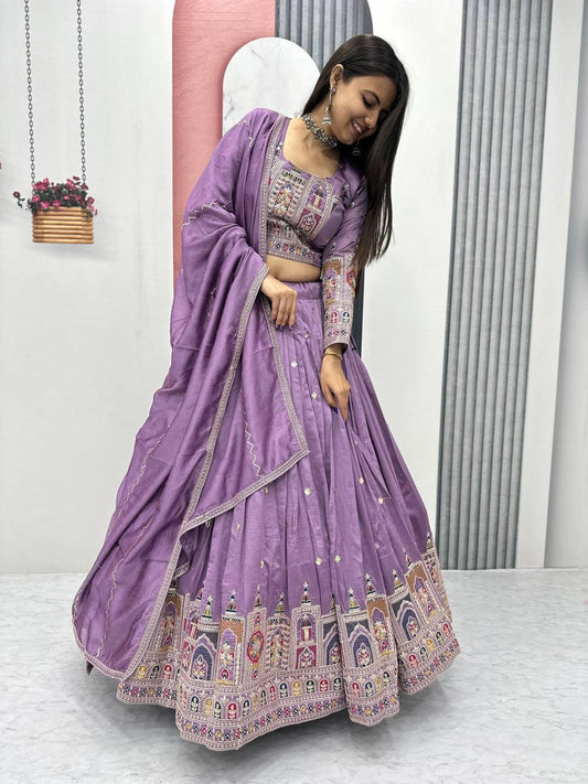 Navratri Special Pure Vichitra Coding Sequence Work Lehenga Choli