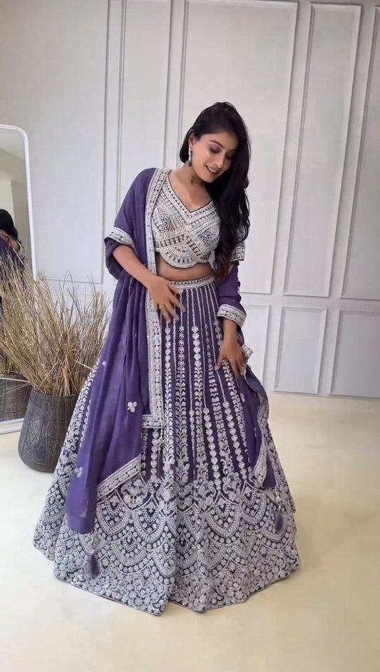 Codeing Dori with Sequnce Work With Fox Georgette Lehenga Choli