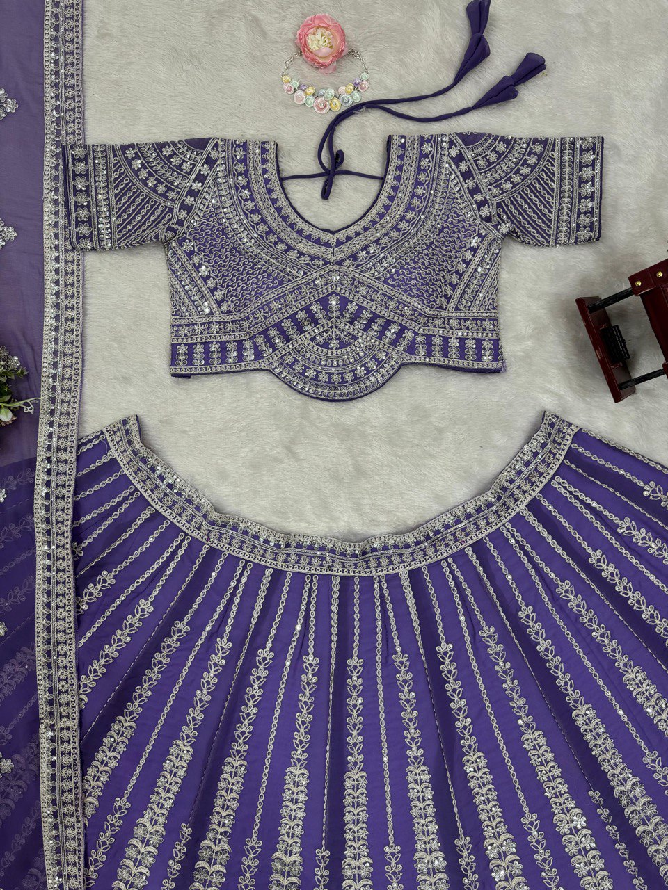 Codeing Dori with Sequnce Work With Fox Georgette Lehenga Choli