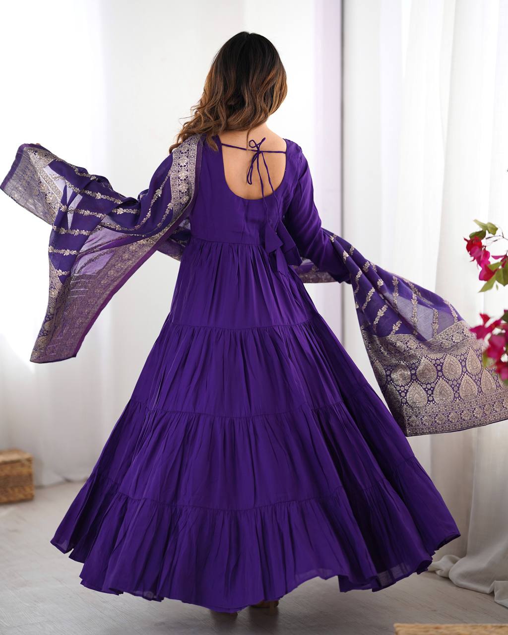 Pure Romansilk Chanderi 9 MTR Huge Flair Anarkali Gown